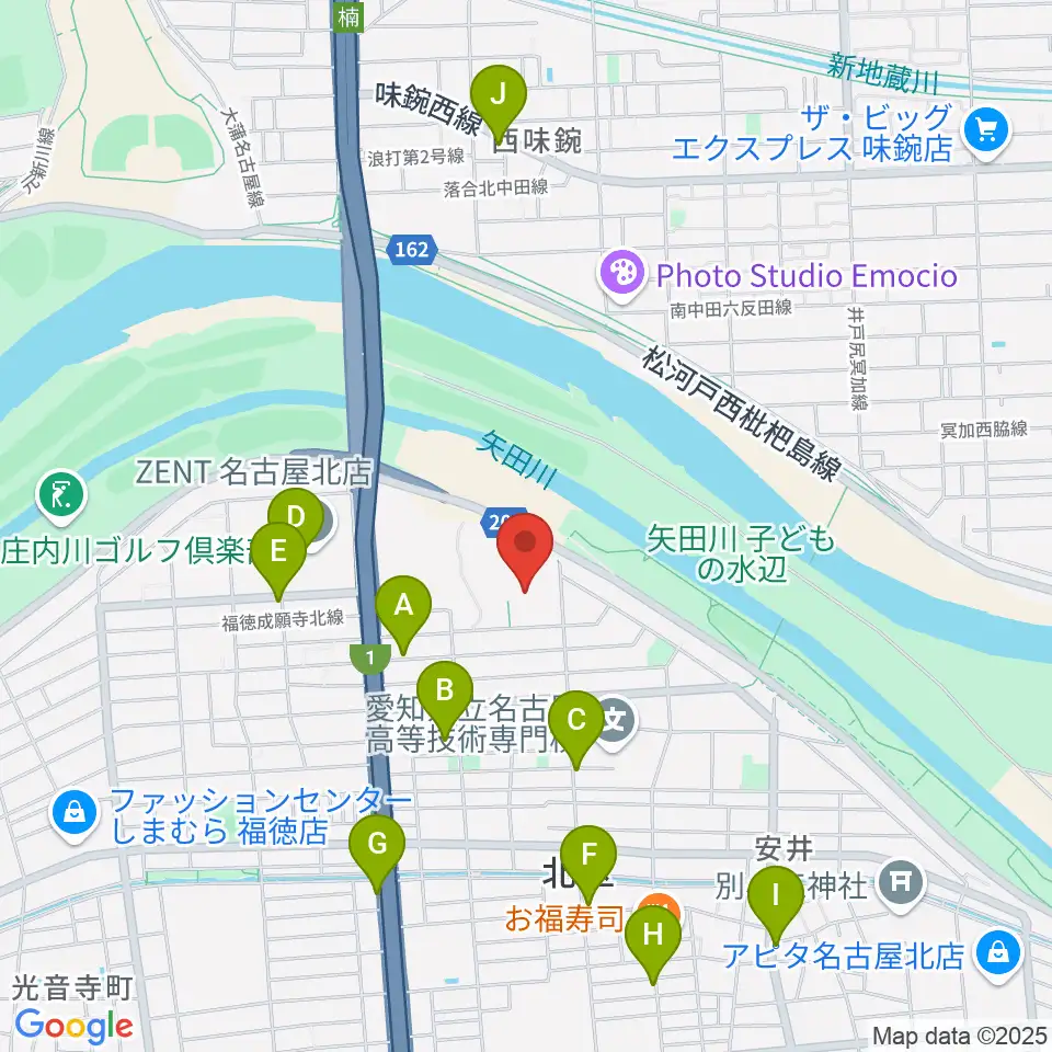 名古屋市北スポーツセンター周辺のカフェ一覧地図