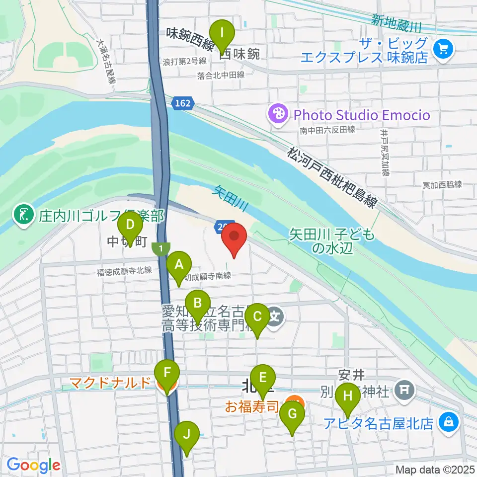 名古屋市北スポーツセンター周辺のカフェ一覧地図