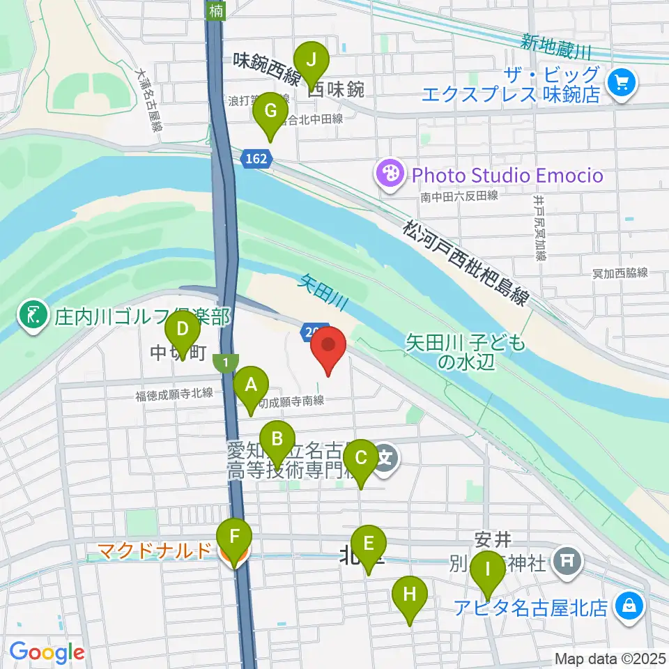 名古屋市北スポーツセンター周辺のカフェ一覧地図