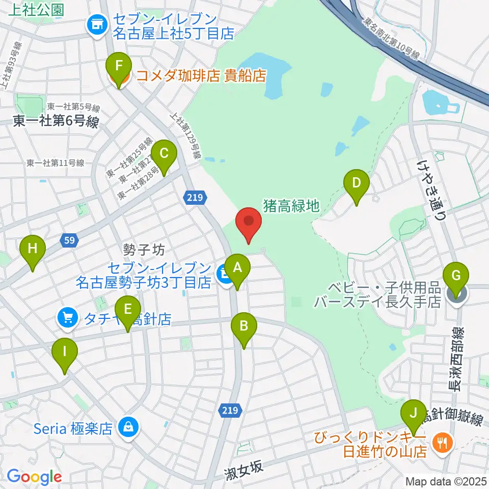 名古屋市名東スポーツセンター周辺のカフェ一覧地図