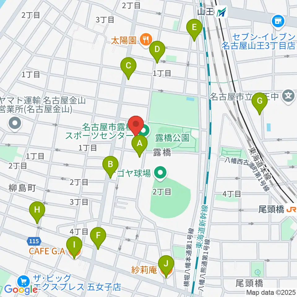 名古屋市露橋スポーツセンター周辺のカフェ一覧地図