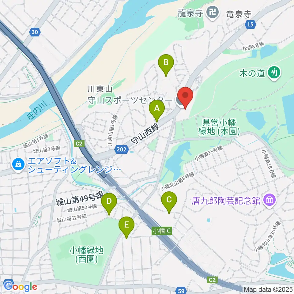 守山スポーツセンター周辺のカフェ一覧地図