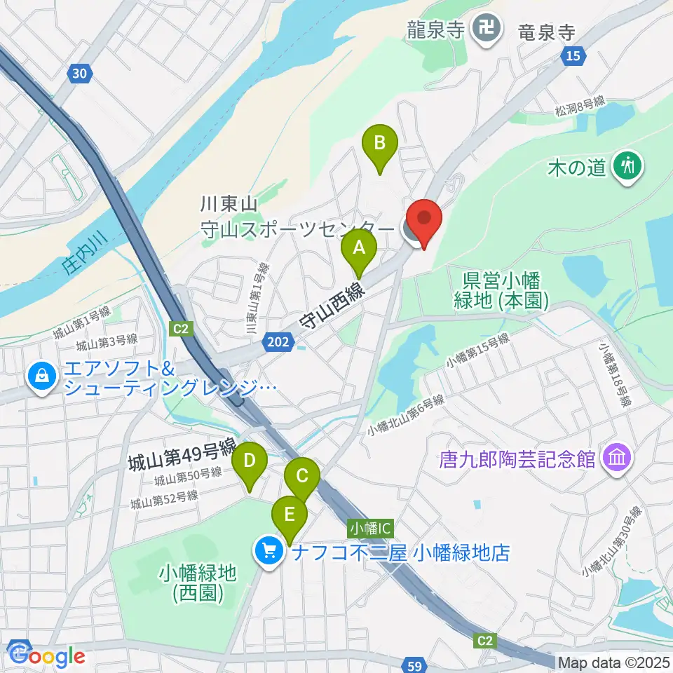 守山スポーツセンター周辺のカフェ一覧地図