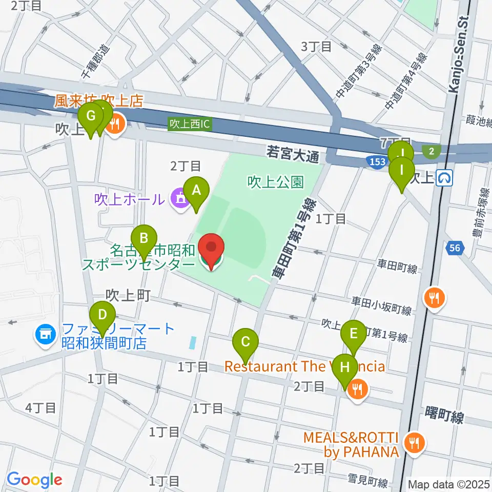 名古屋市昭和スポーツセンター周辺のカフェ一覧地図