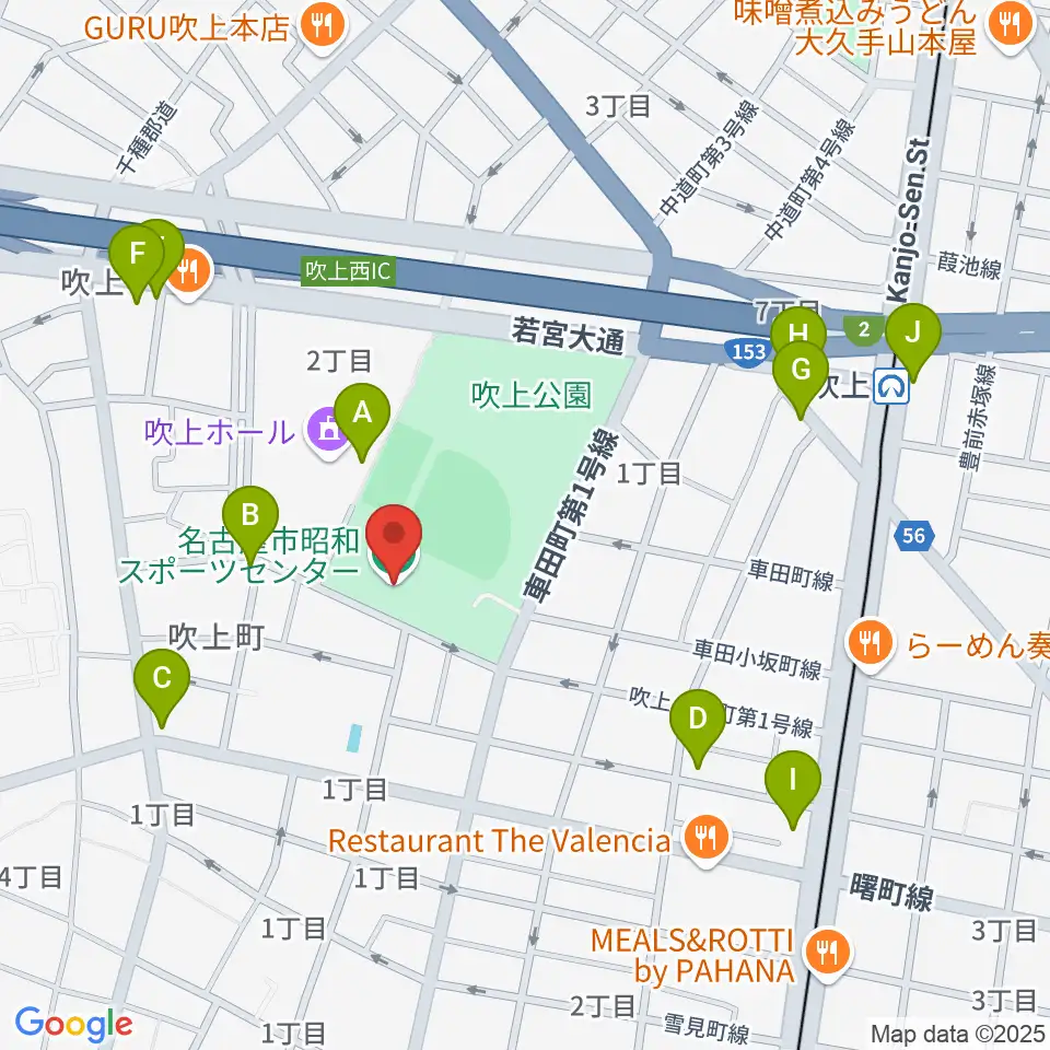 名古屋市昭和スポーツセンター周辺のカフェ一覧地図