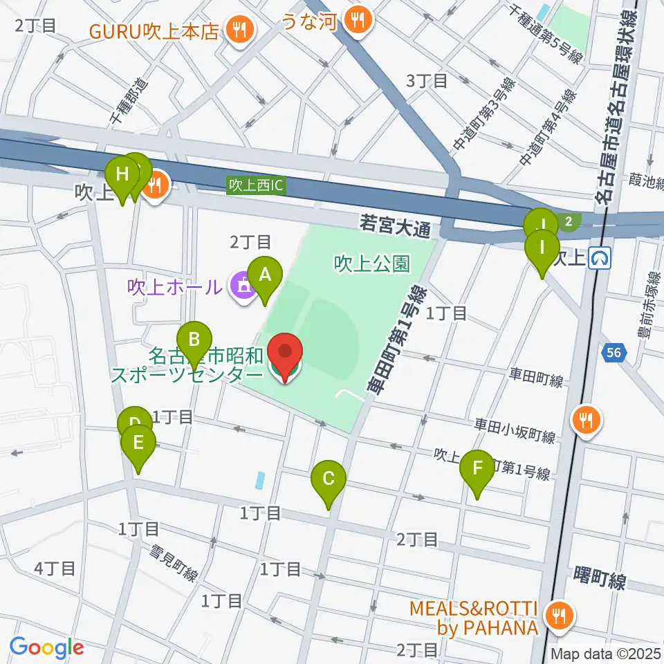 名古屋市昭和スポーツセンター周辺のカフェ一覧地図