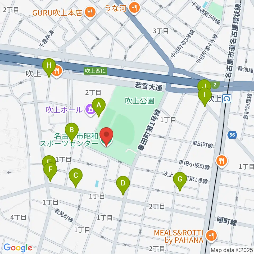 名古屋市昭和スポーツセンター周辺のカフェ一覧地図