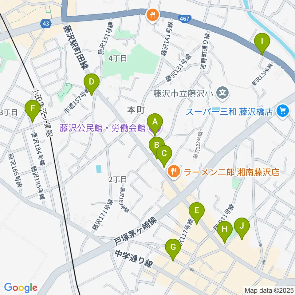 Fプレイス周辺のカフェ一覧地図
