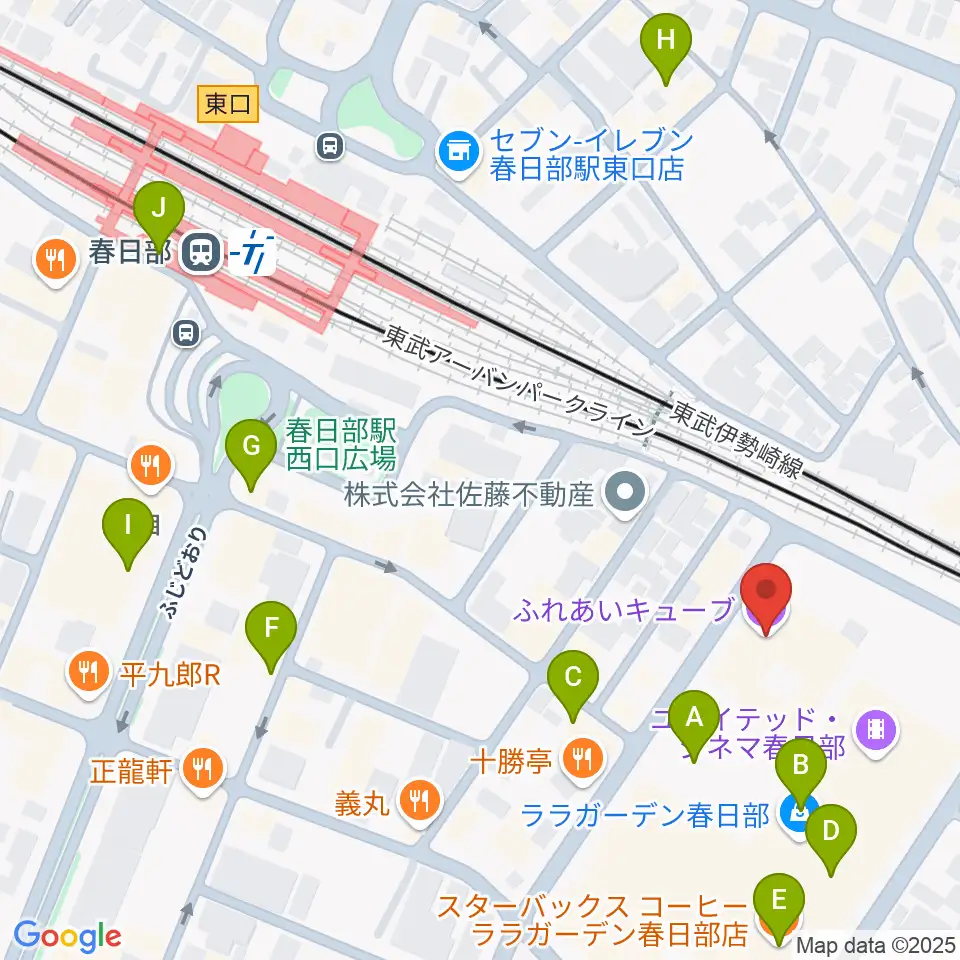 春日部ふれあいキューブ周辺のカフェ一覧地図