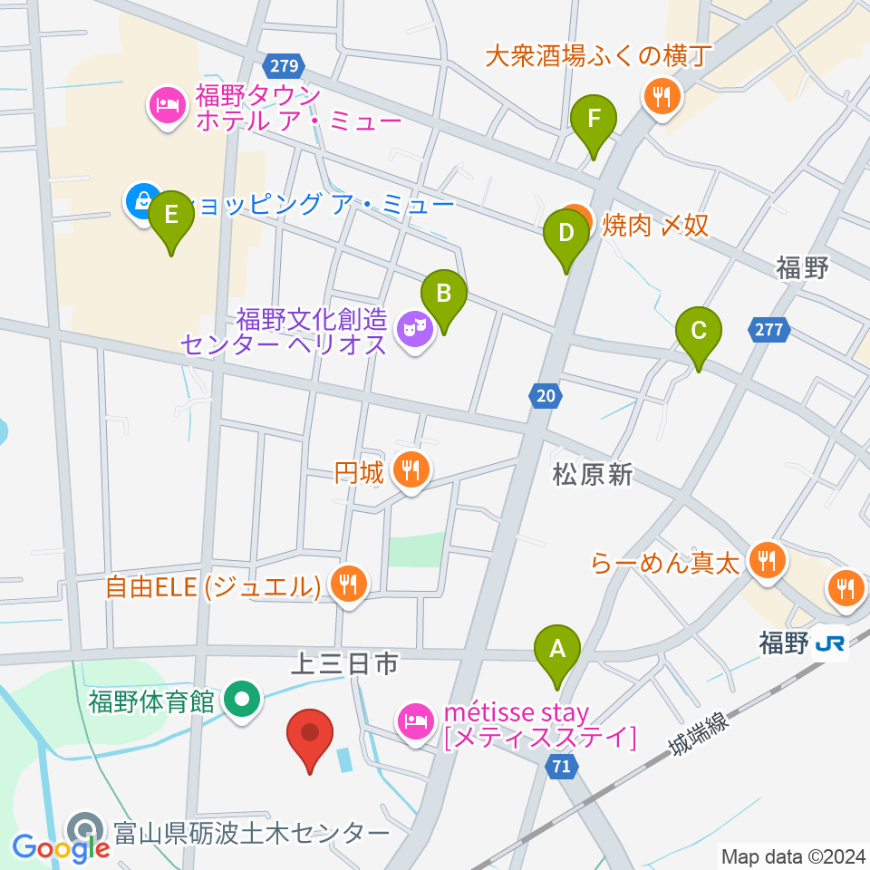 南砺市福野B&G海洋センター周辺のカフェ一覧地図