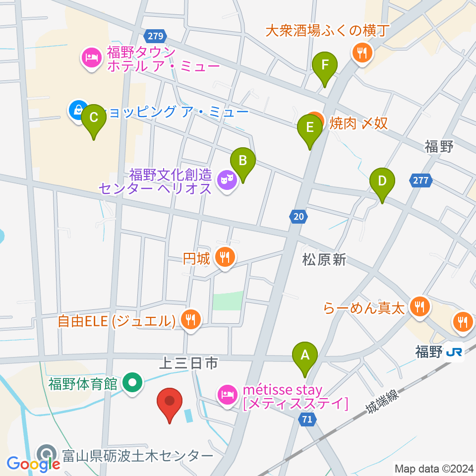 南砺市福野B&G海洋センター周辺のカフェ一覧地図