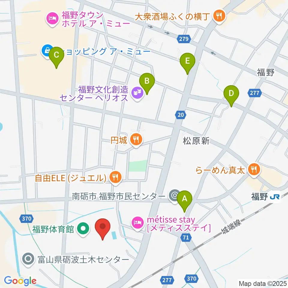 南砺市福野B&G海洋センター周辺のカフェ一覧地図