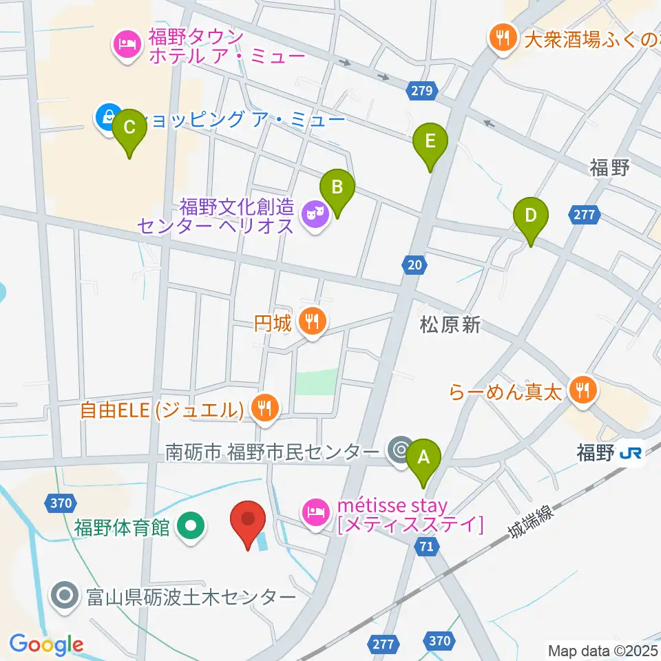 南砺市福野B&G海洋センター周辺のカフェ一覧地図