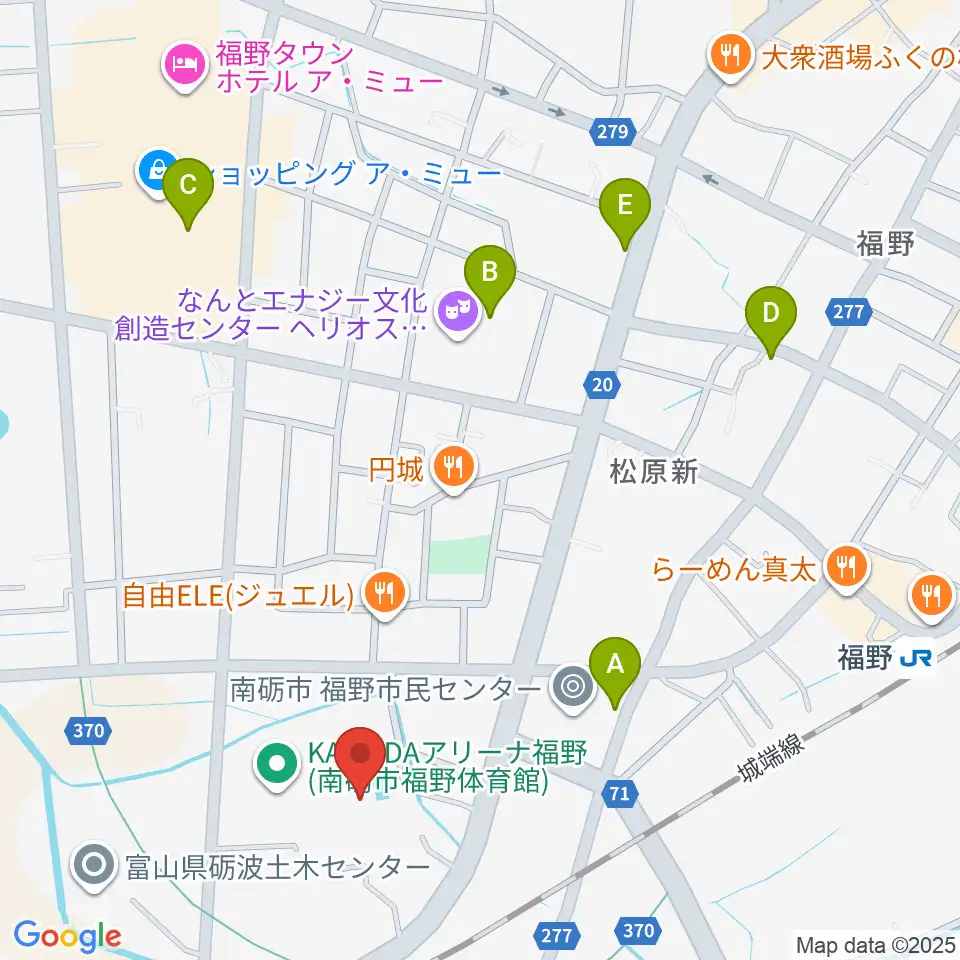 南砺市福野B&G海洋センター周辺のカフェ一覧地図