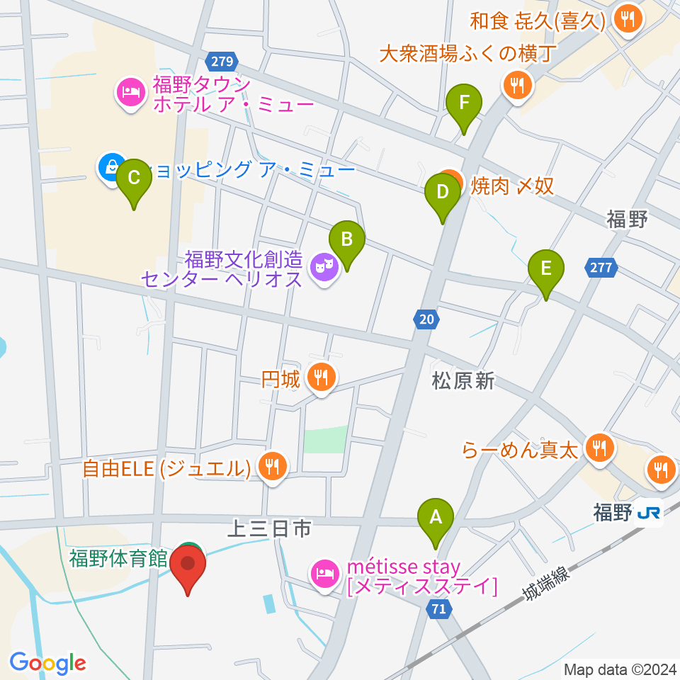 南砺市福野体育館周辺のカフェ一覧地図