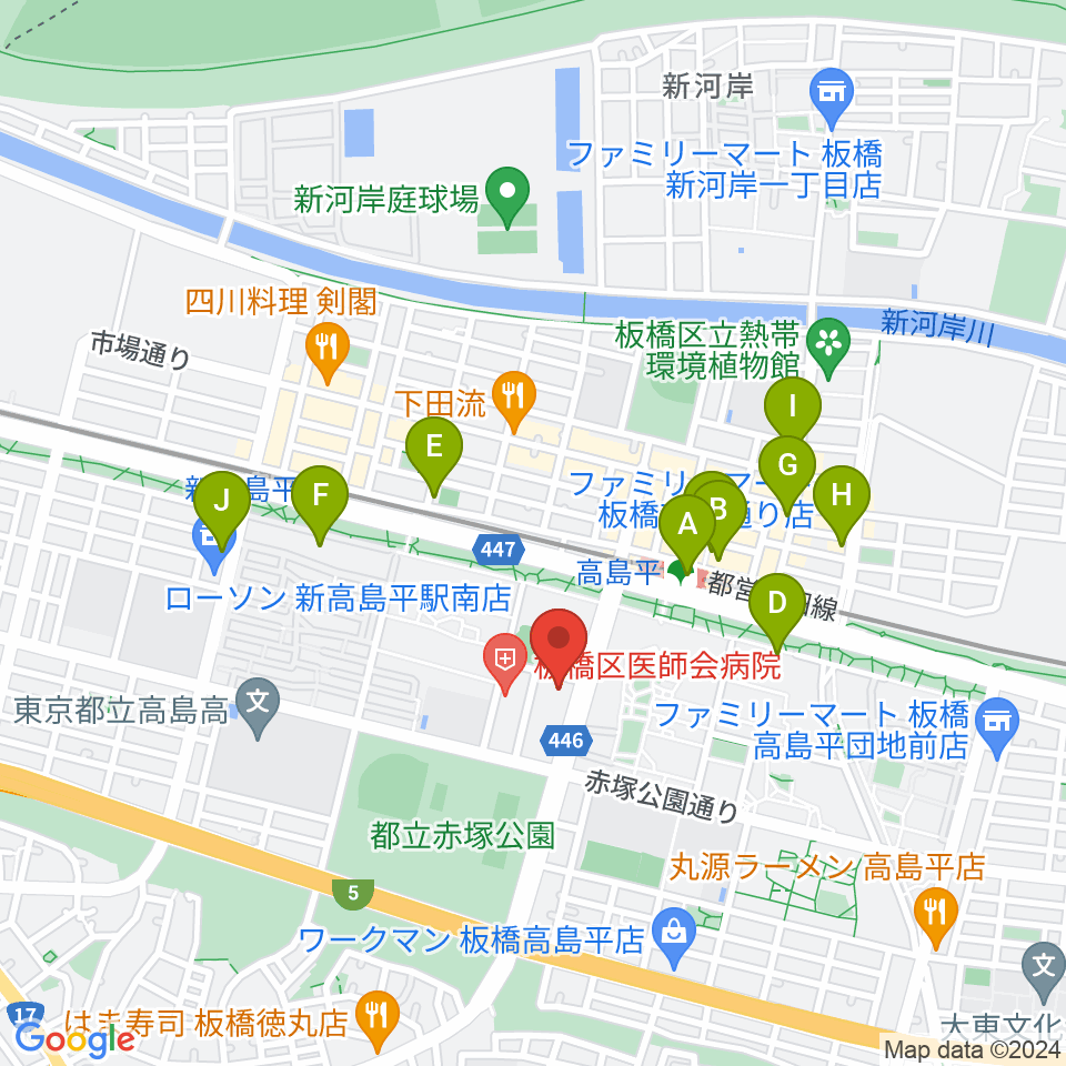 高島平区民館ホール周辺のカフェ一覧地図