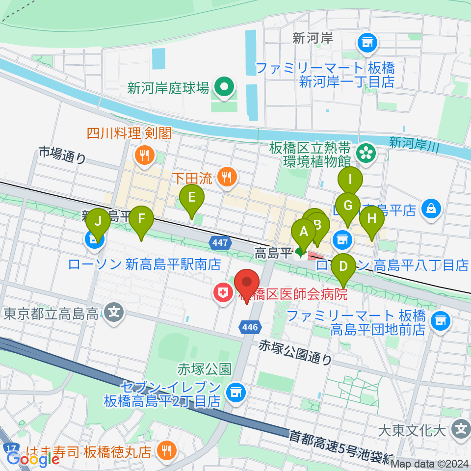 高島平区民館ホール周辺のカフェ一覧地図