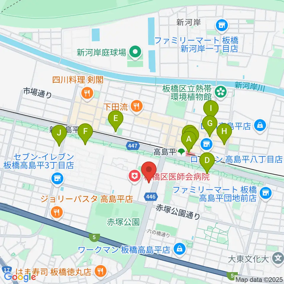 高島平区民館ホール周辺のカフェ一覧地図