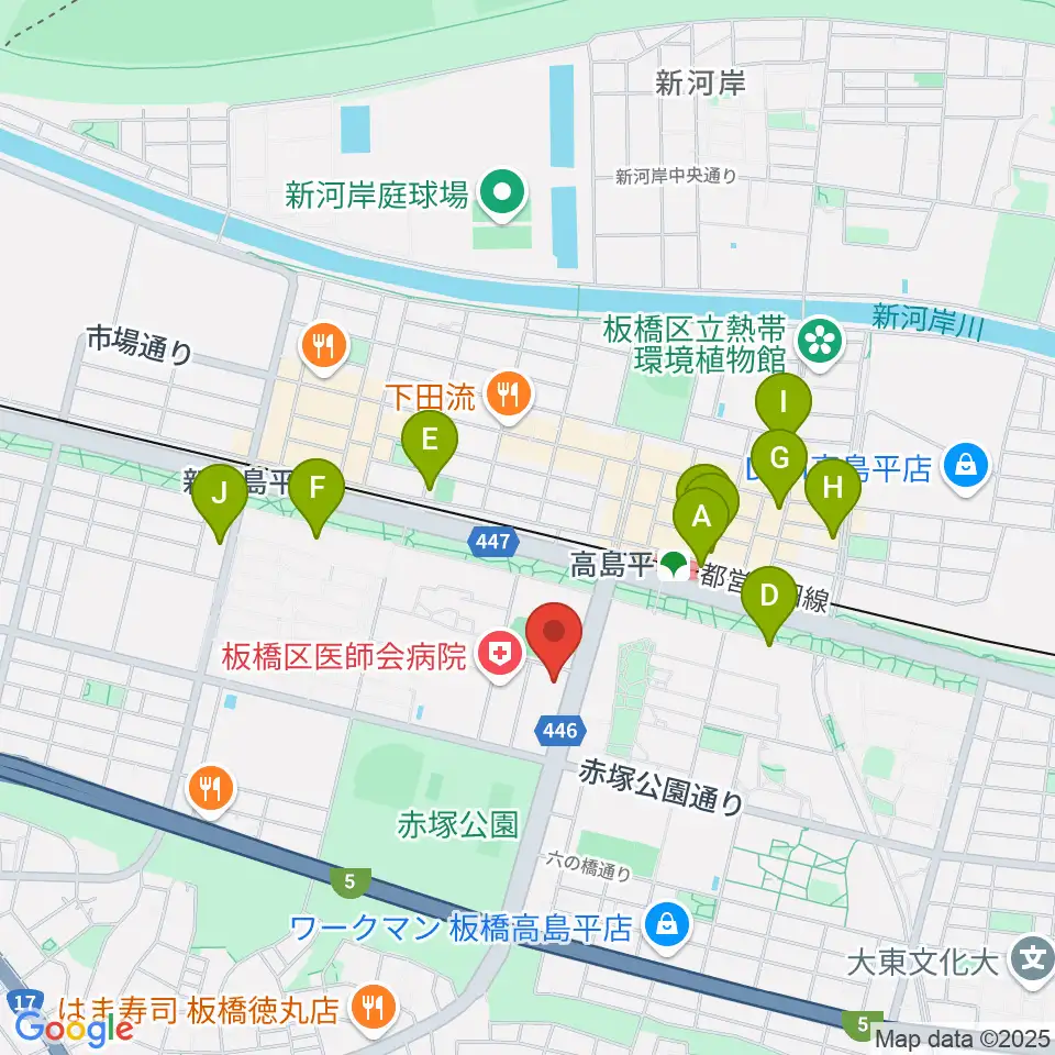 高島平区民館周辺のカフェ一覧地図