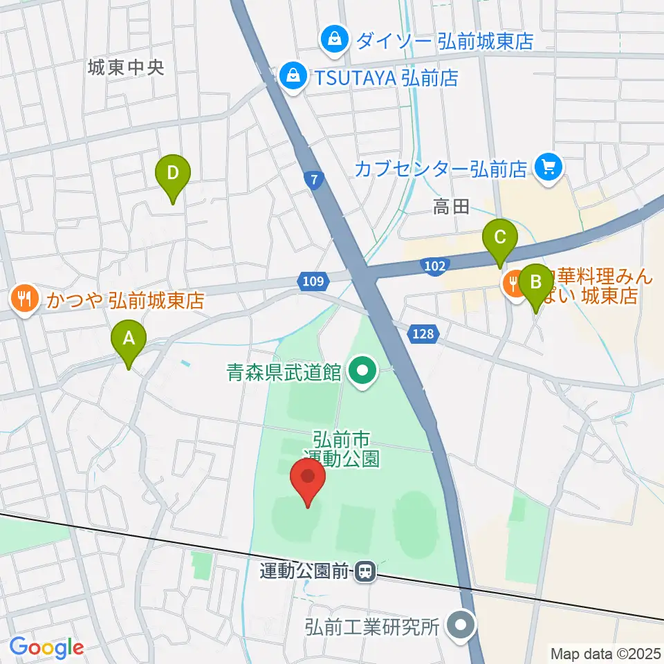 弘前市運動公園野球場周辺のカフェ一覧地図