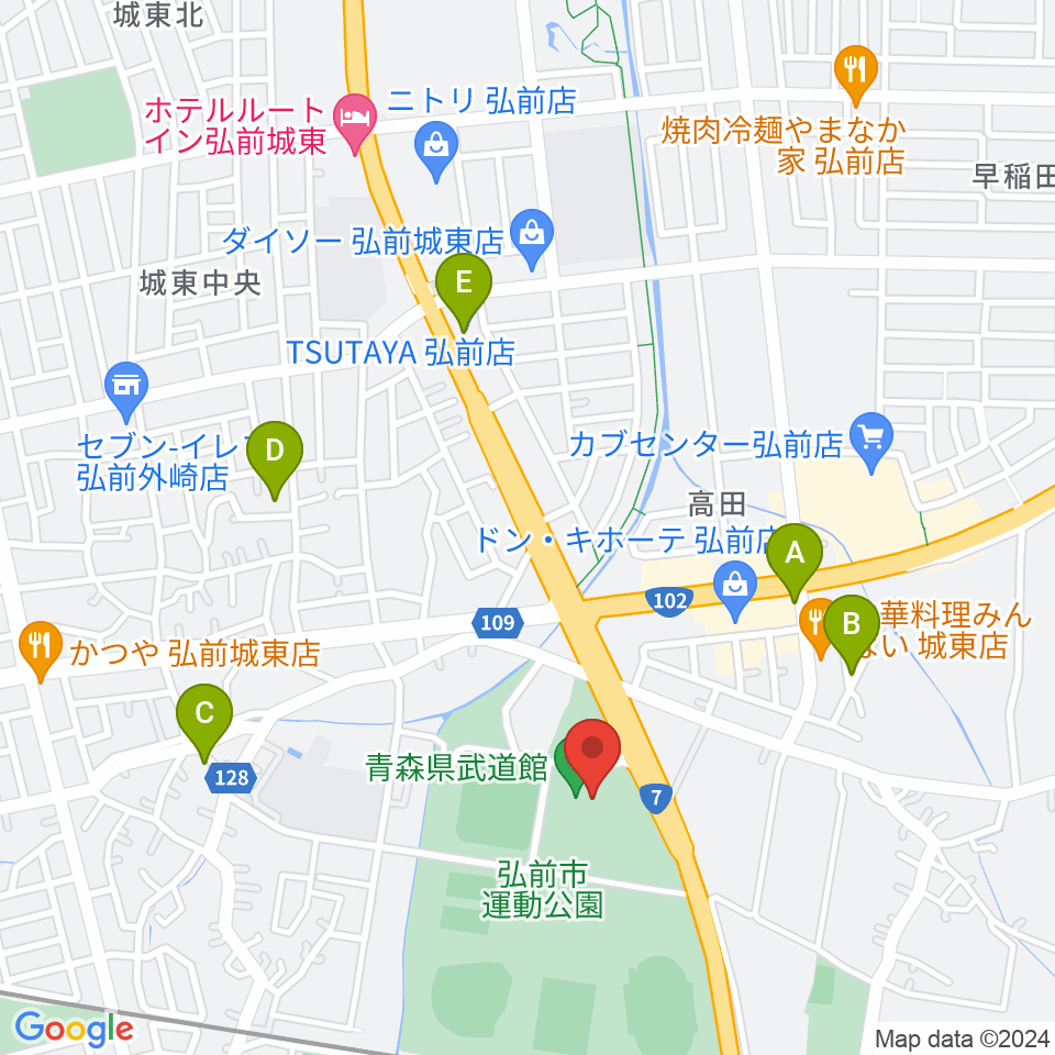 青森県武道館周辺のカフェ一覧地図