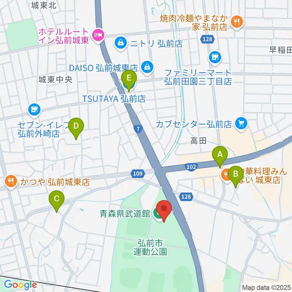 青森県武道館周辺のカフェ一覧地図