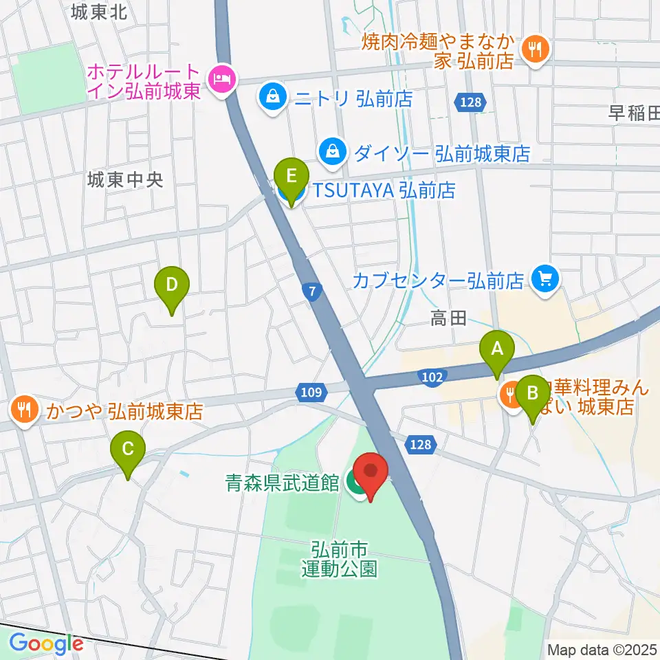 青森県武道館周辺のカフェ一覧地図