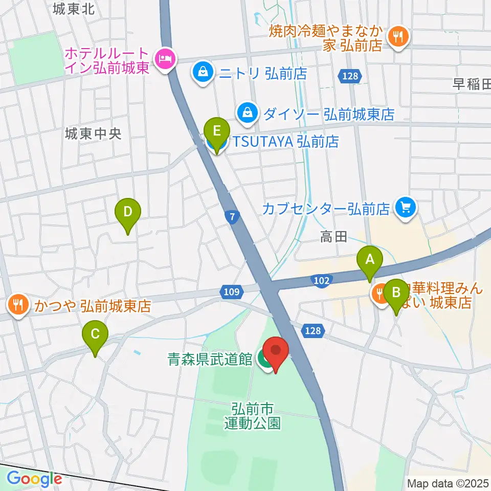 青森県武道館周辺のカフェ一覧地図