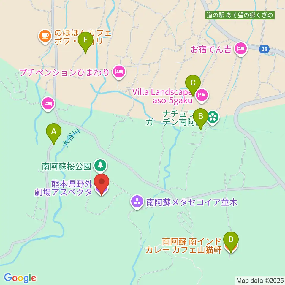 熊本県野外劇場アスペクタ周辺のカフェ一覧地図