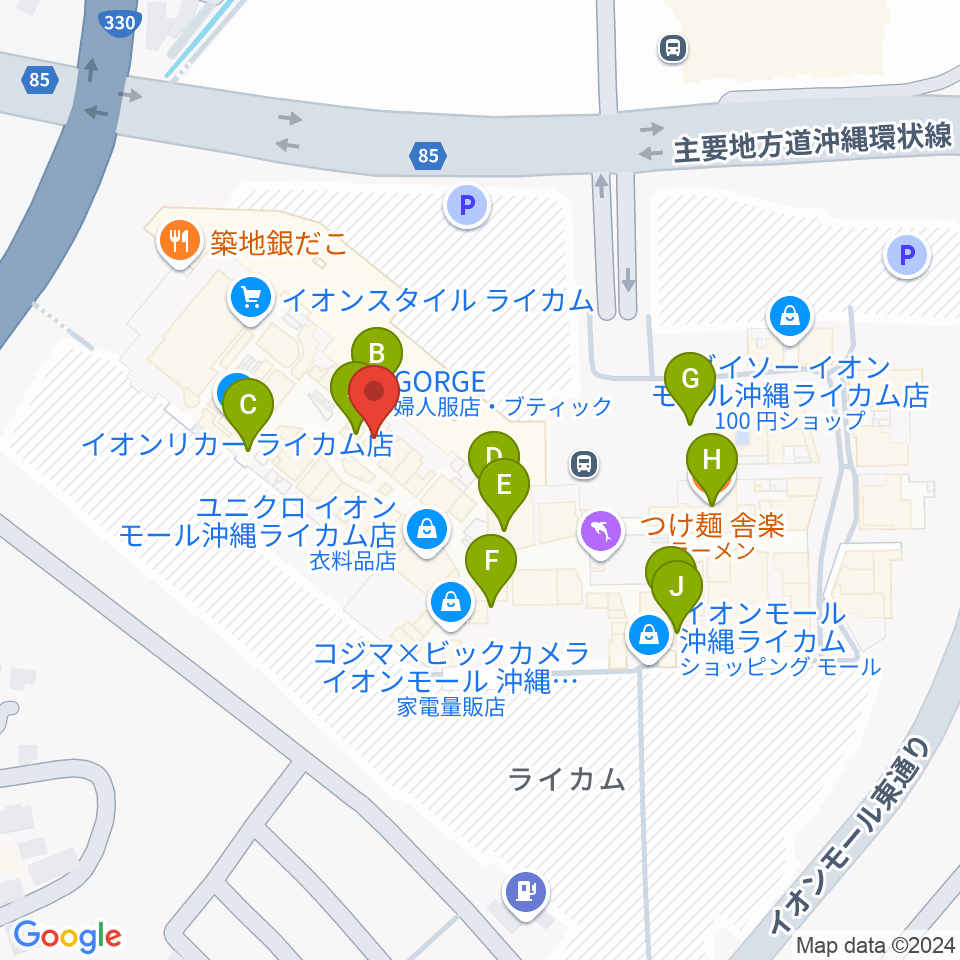 島村楽器 イオンモール沖縄ライカム店周辺のカフェ一覧地図