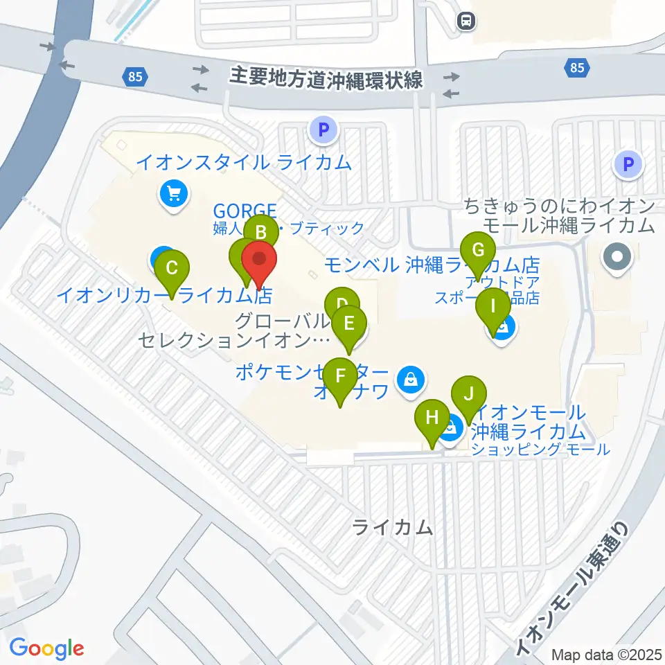 島村楽器 イオンモール沖縄ライカム店周辺のカフェ一覧地図