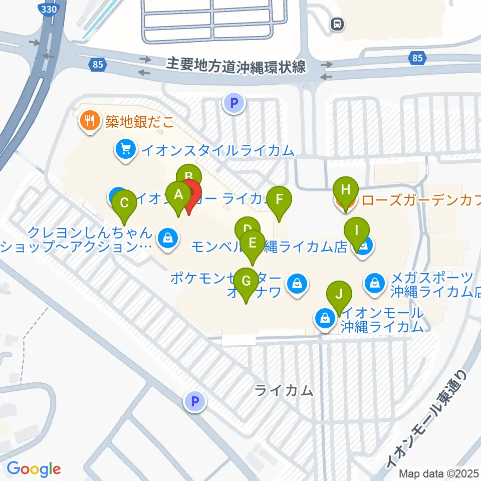 島村楽器 イオンモール沖縄ライカム店周辺のカフェ一覧地図