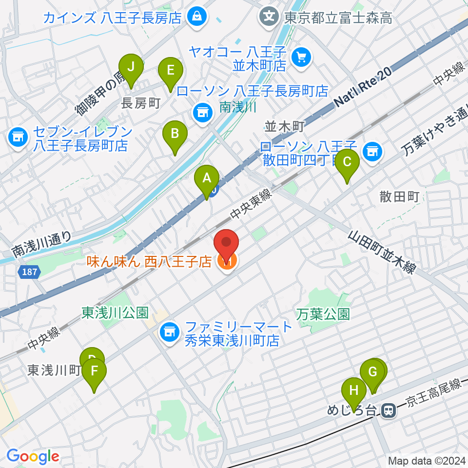 ムジカカンタービレ周辺のカフェ一覧地図