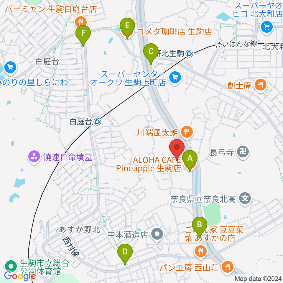 北コミュニティセンター ISTAはばたき周辺のカフェ一覧地図