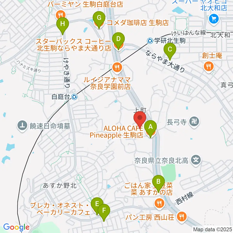 北コミュニティセンター ISTAはばたき周辺のカフェ一覧地図