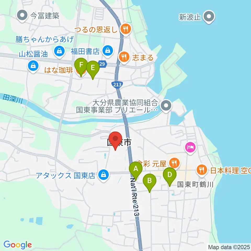 アストくにさき周辺のカフェ一覧地図