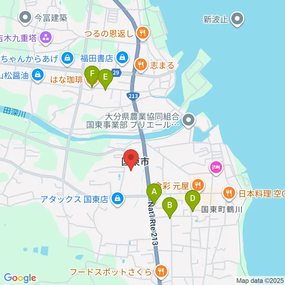 アストくにさき周辺のカフェ一覧地図