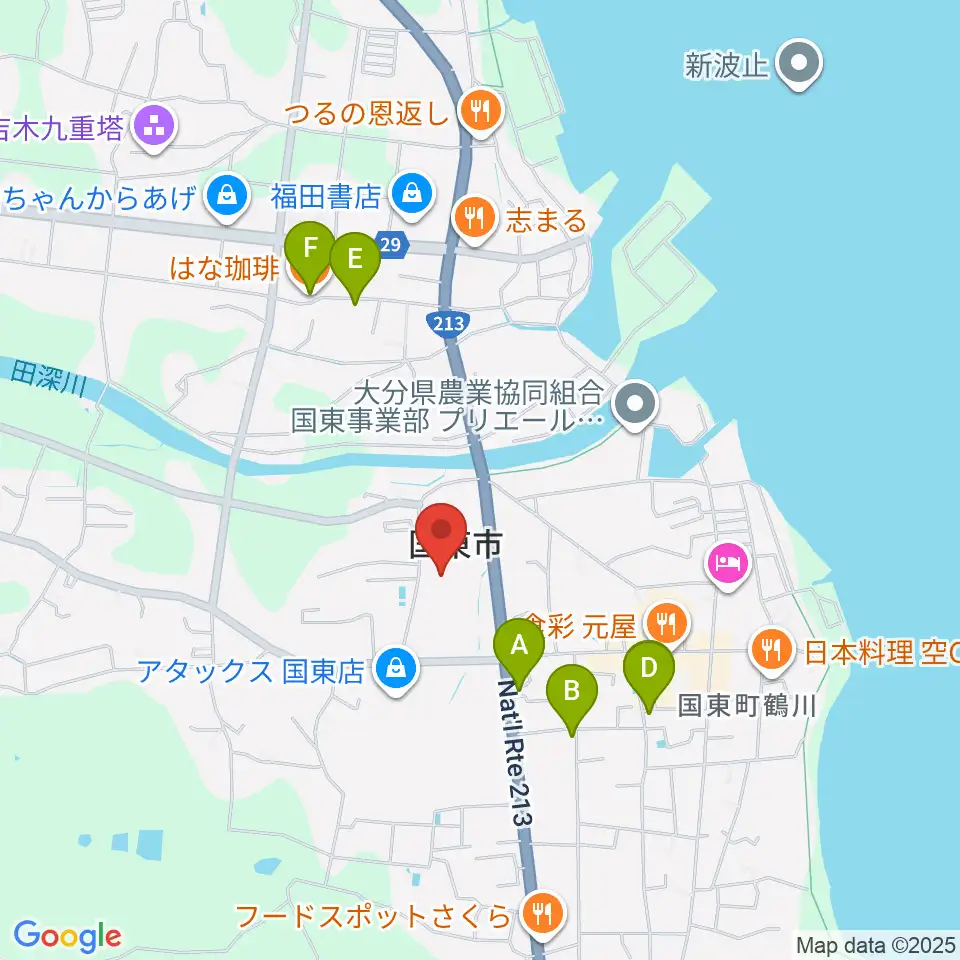 アストくにさき周辺のカフェ一覧地図