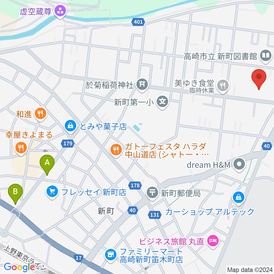 新町文化ホール周辺のカフェ一覧地図