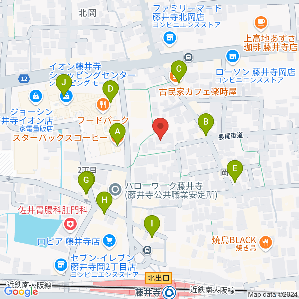 ひろみ音楽教室周辺のカフェ一覧地図