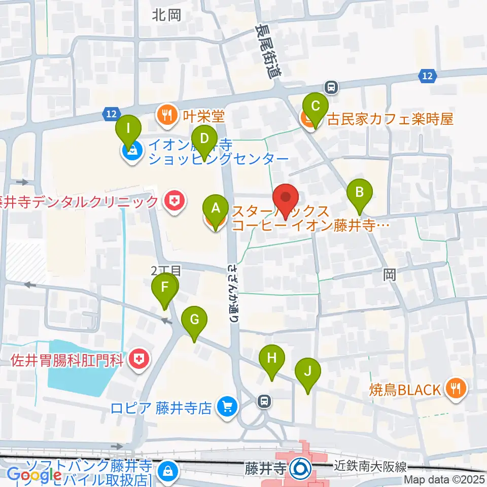 ひろみ音楽教室周辺のカフェ一覧地図