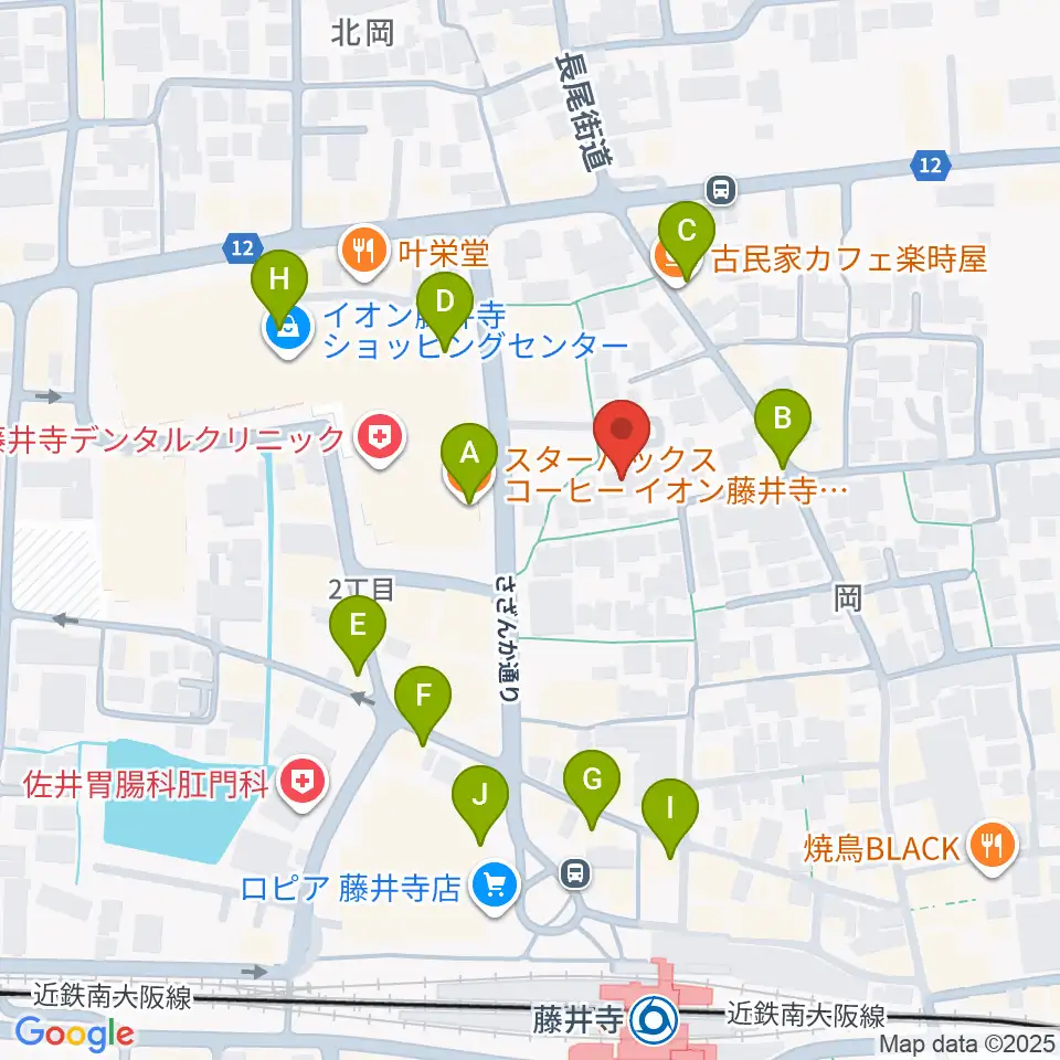 ひろみ音楽教室周辺のカフェ一覧地図