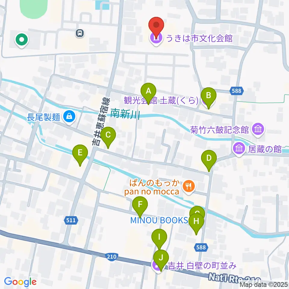 白壁ホール周辺のカフェ一覧地図