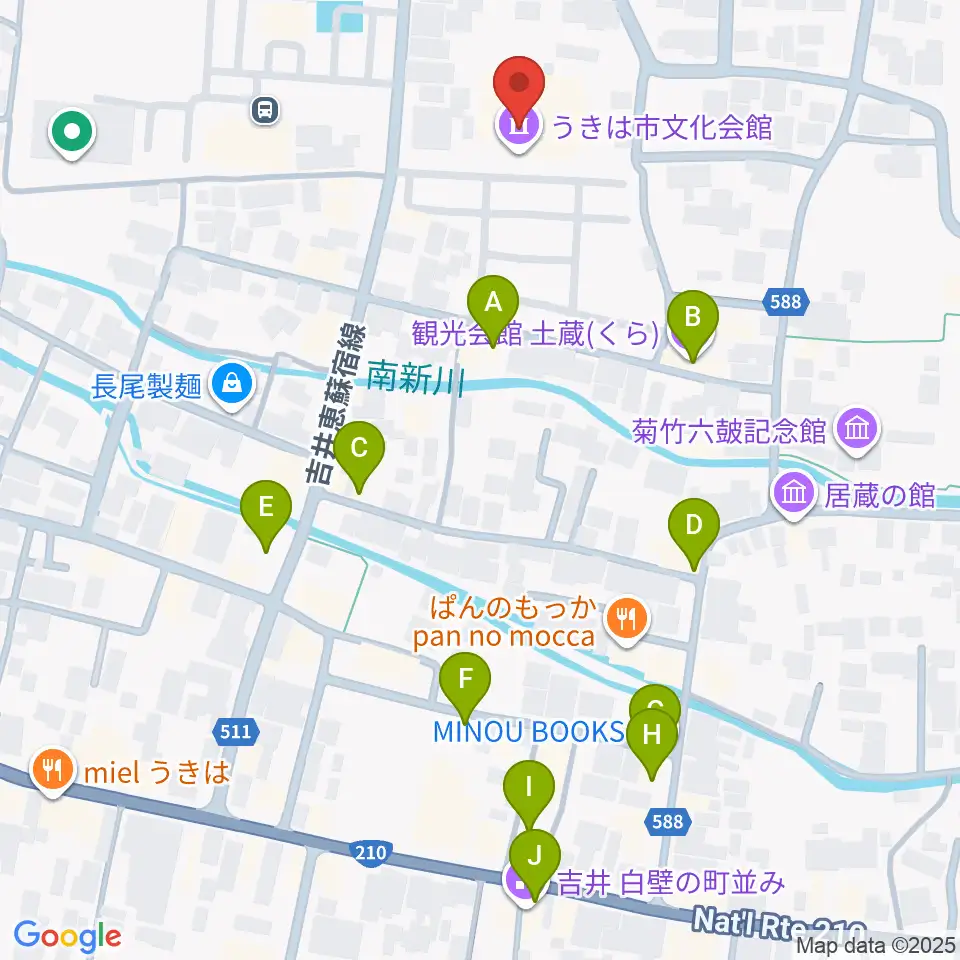 白壁ホール周辺のカフェ一覧地図