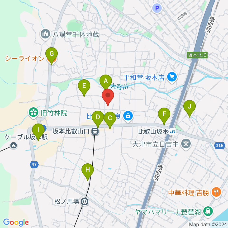 ラプリマ音楽教室周辺のカフェ一覧地図