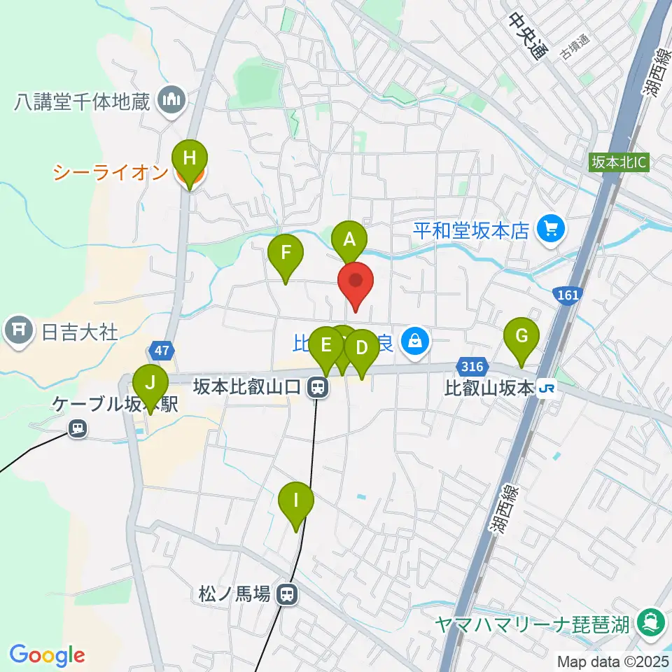 ラプリマ音楽教室周辺のカフェ一覧地図