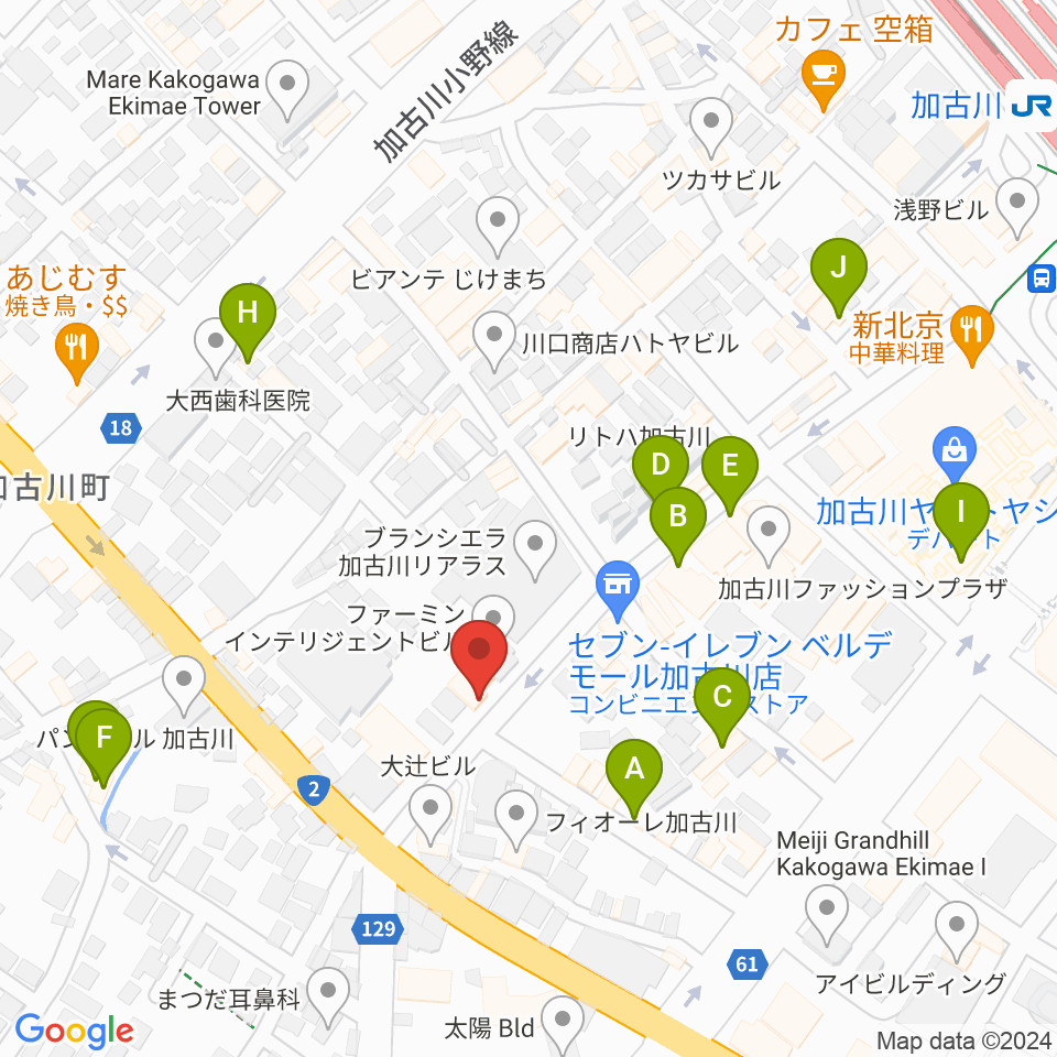 ヤマハミュージック 加古川センター周辺のカフェ一覧地図