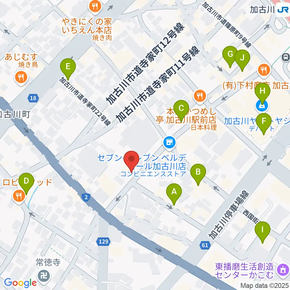 ヤマハミュージック 加古川センター周辺のカフェ一覧地図