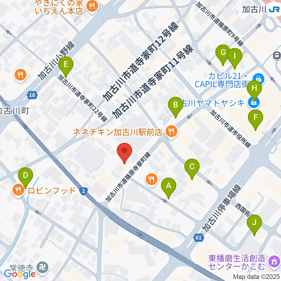 ヤマハミュージック 加古川センター周辺のカフェ一覧地図