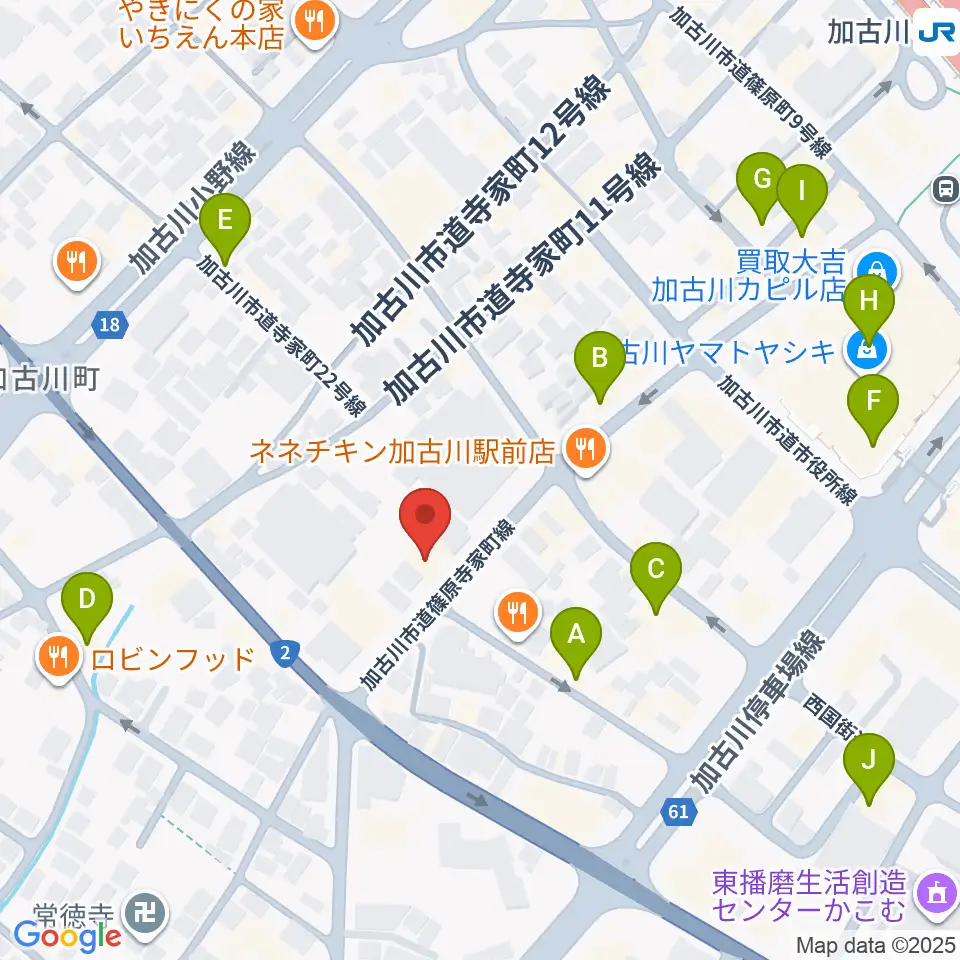 ヤマハミュージック 加古川センター周辺のカフェ一覧地図